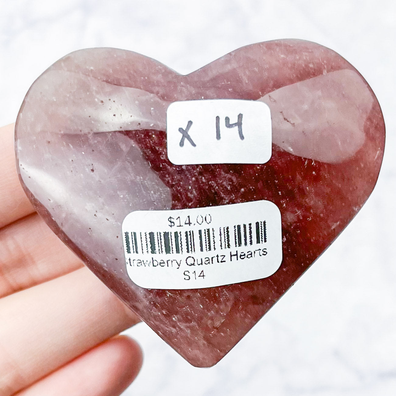 2.25 Inch Strawberry Quartz Heart X14