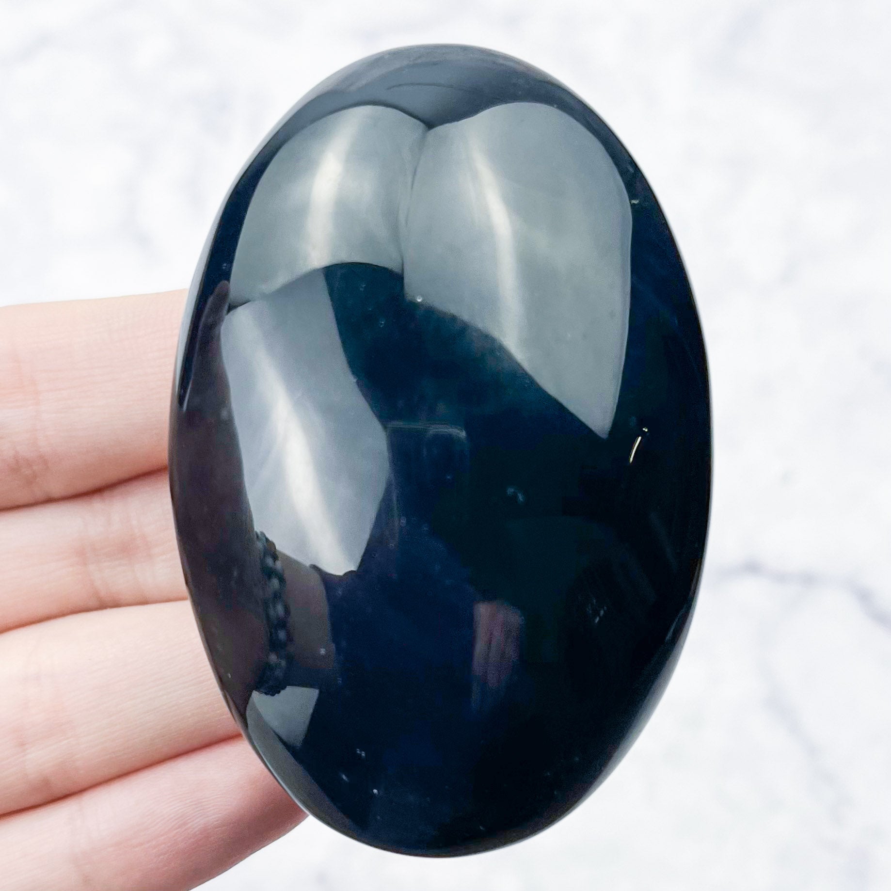 2.5 Inch Rainbow Obsidian Palmstone J28