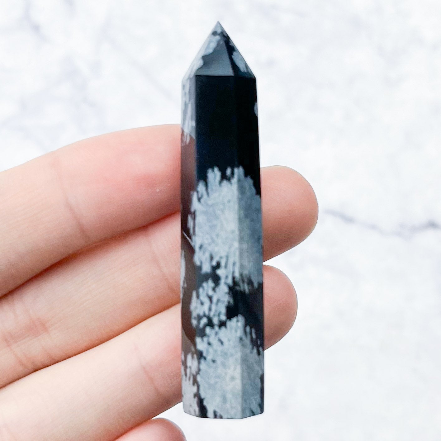 2 Inch Snowflake Obsidian Tower N10