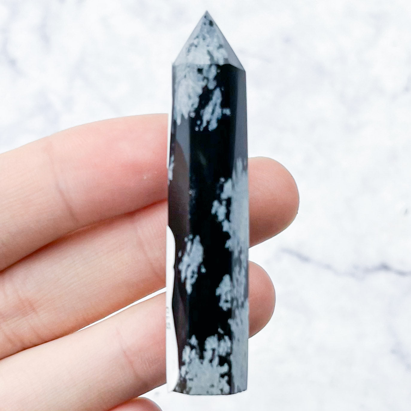 2 Inch Snowflake Obsidian Tower N10