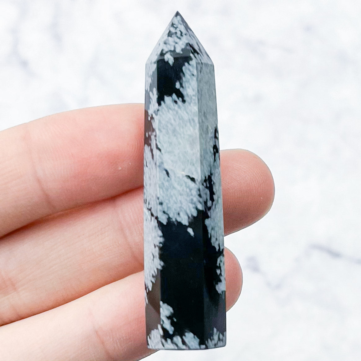 2 Inch Snowflake Obsidian Tower C10