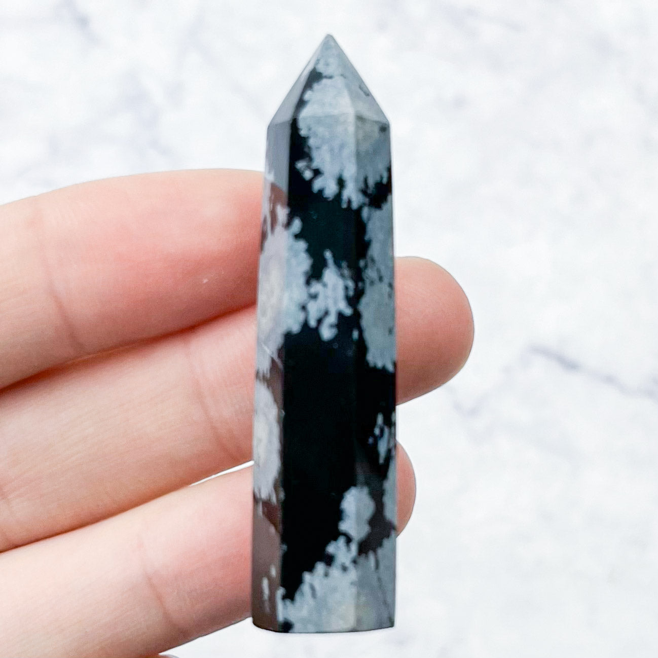 2 Inch Snowflake Obsidian Tower M10