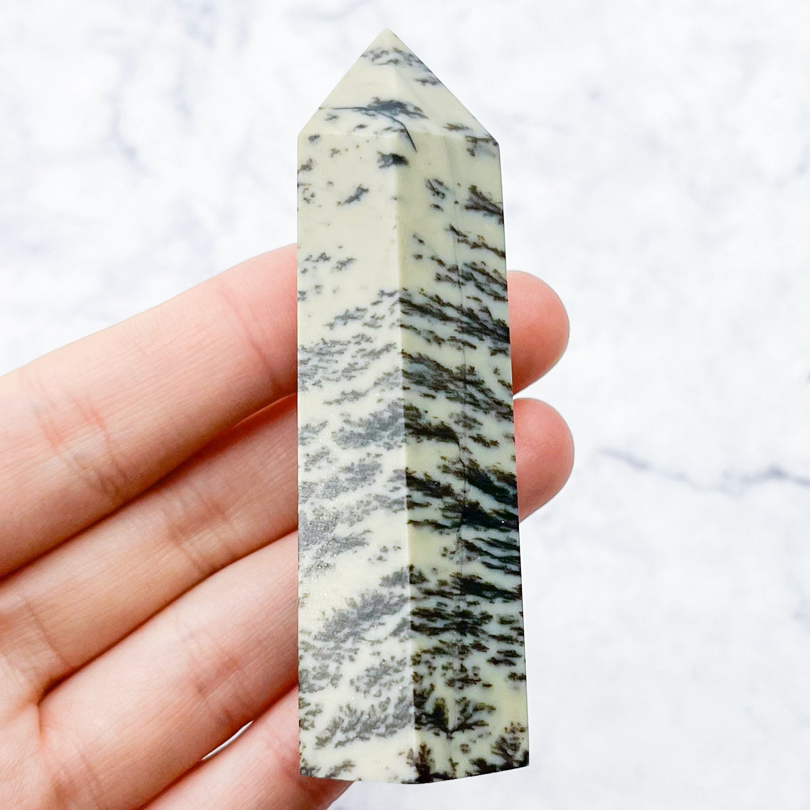 3 Inch Dendritic Green Opal Tower M16