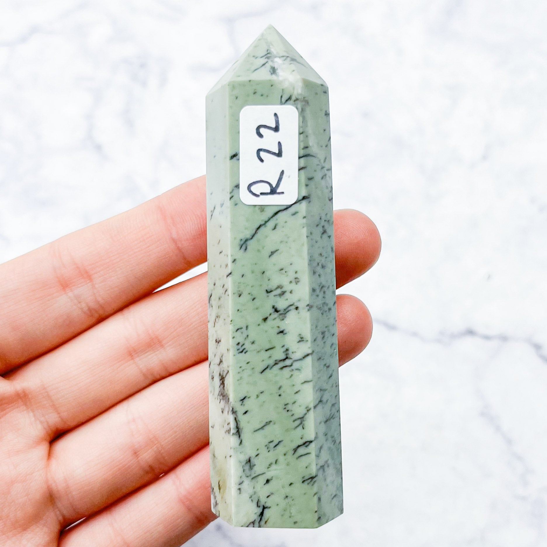 3.25 Inch Dendritic Green Opal Tower R22