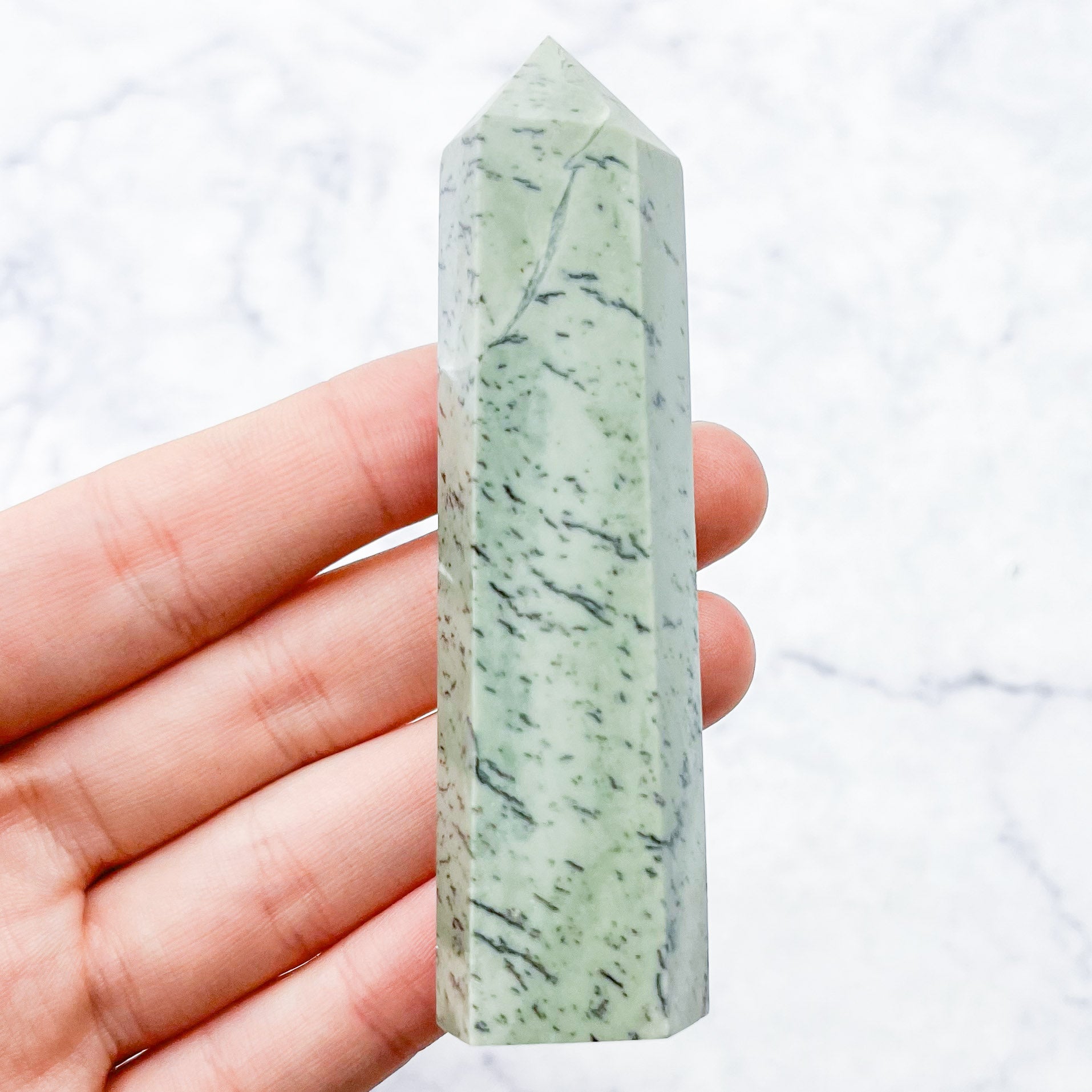 3.25 Inch Dendritic Green Opal Tower R22