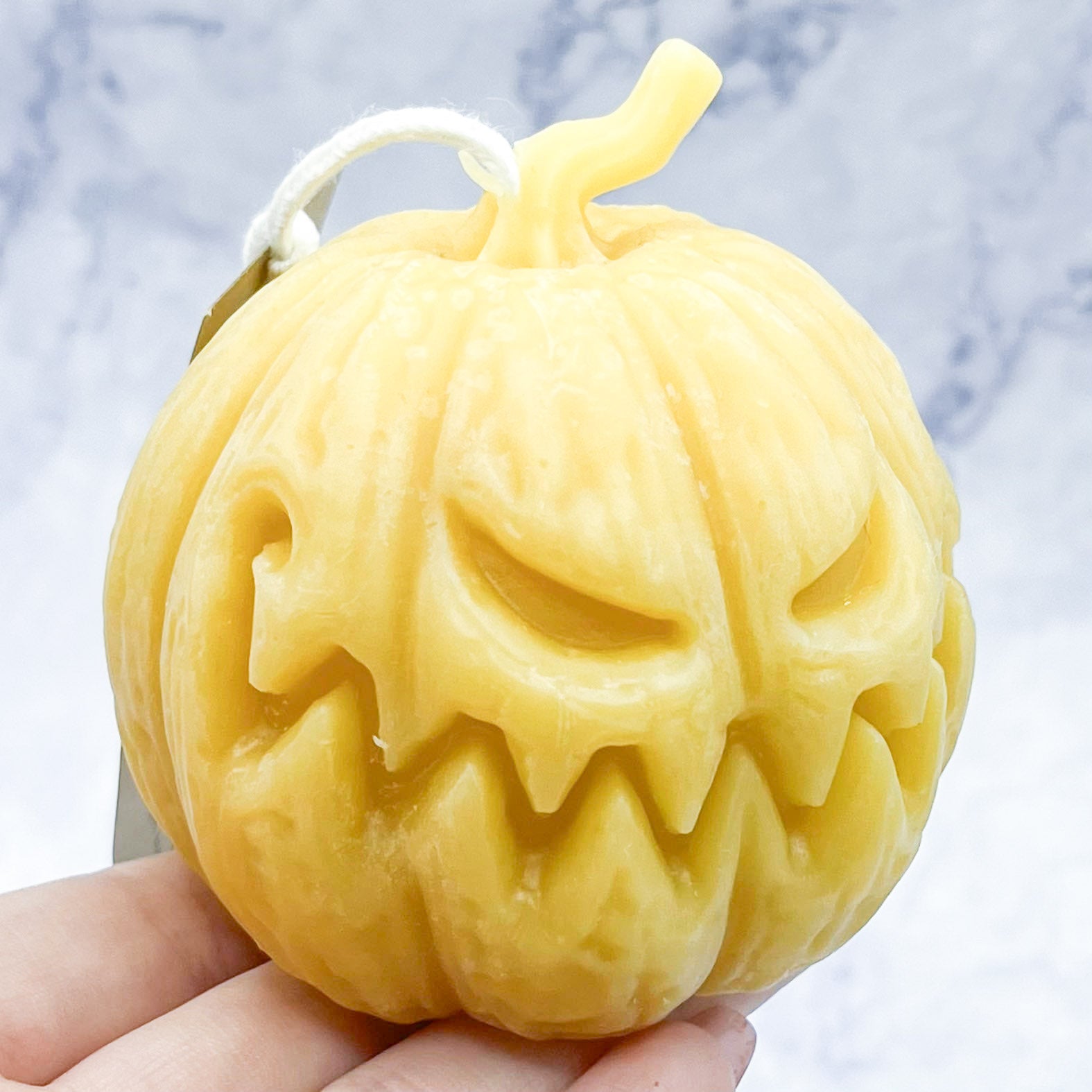 Yellow Jack'o'Lantern Beeswax Candle