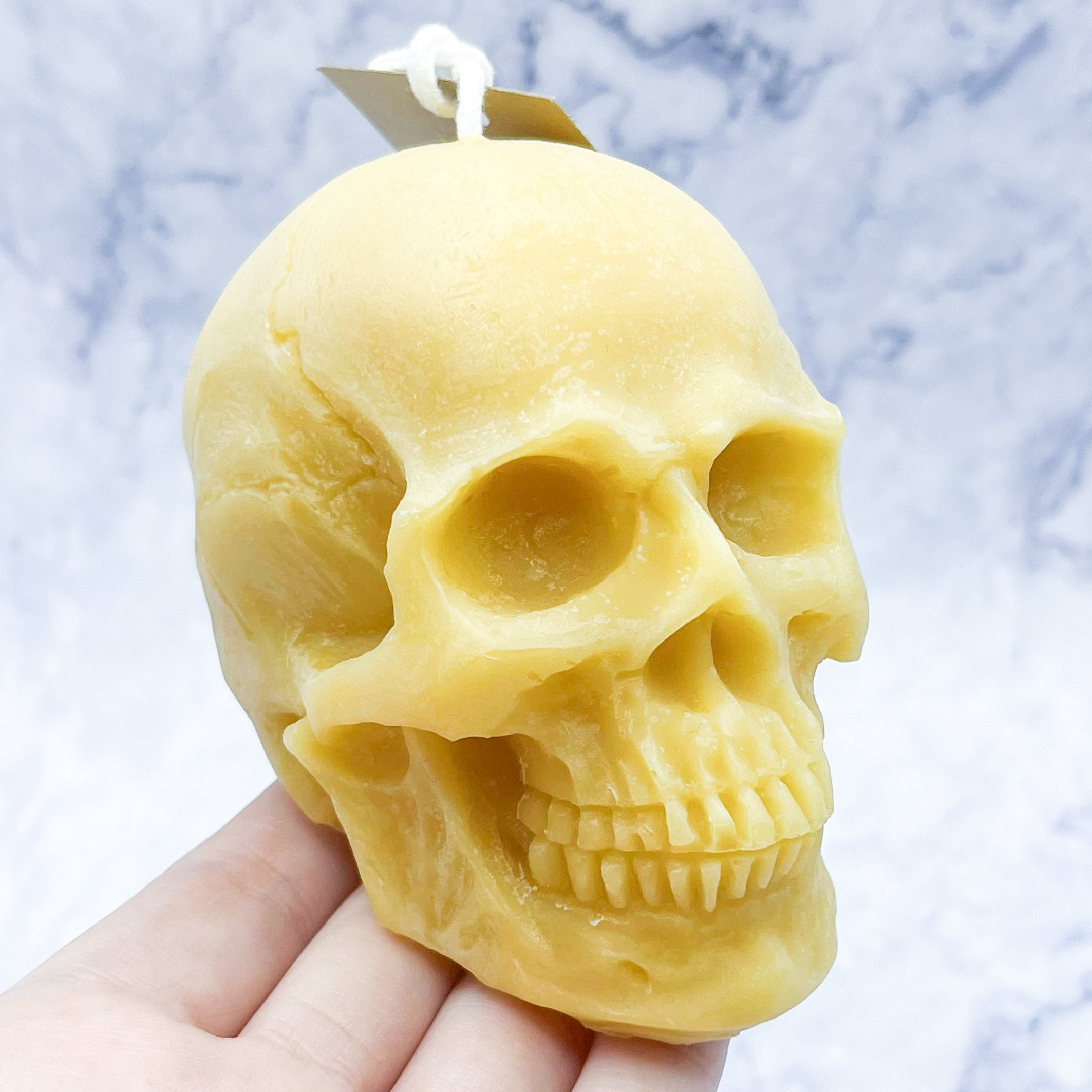 Yellow Skull Beeswax Candle