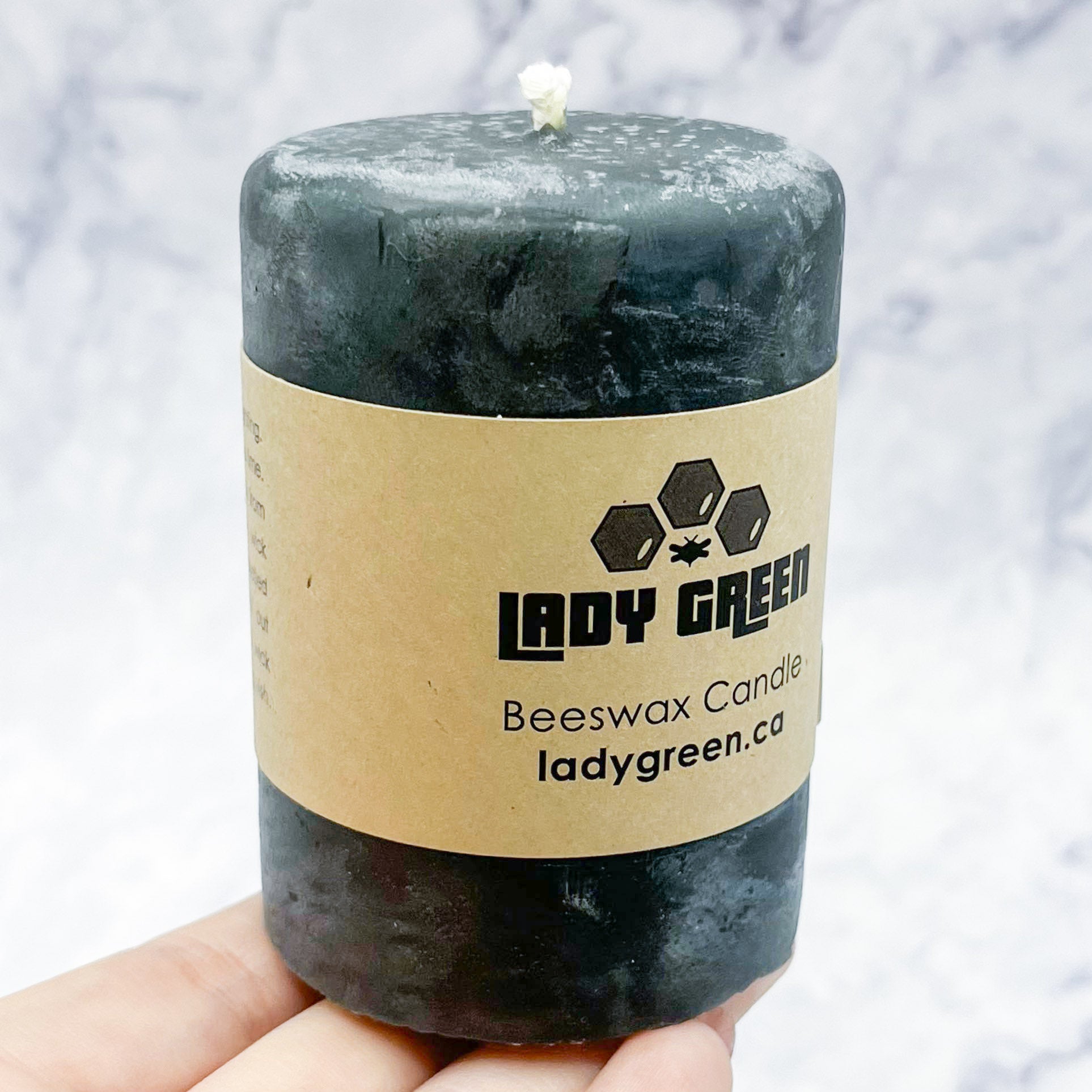 Small Black Beeswax Candle