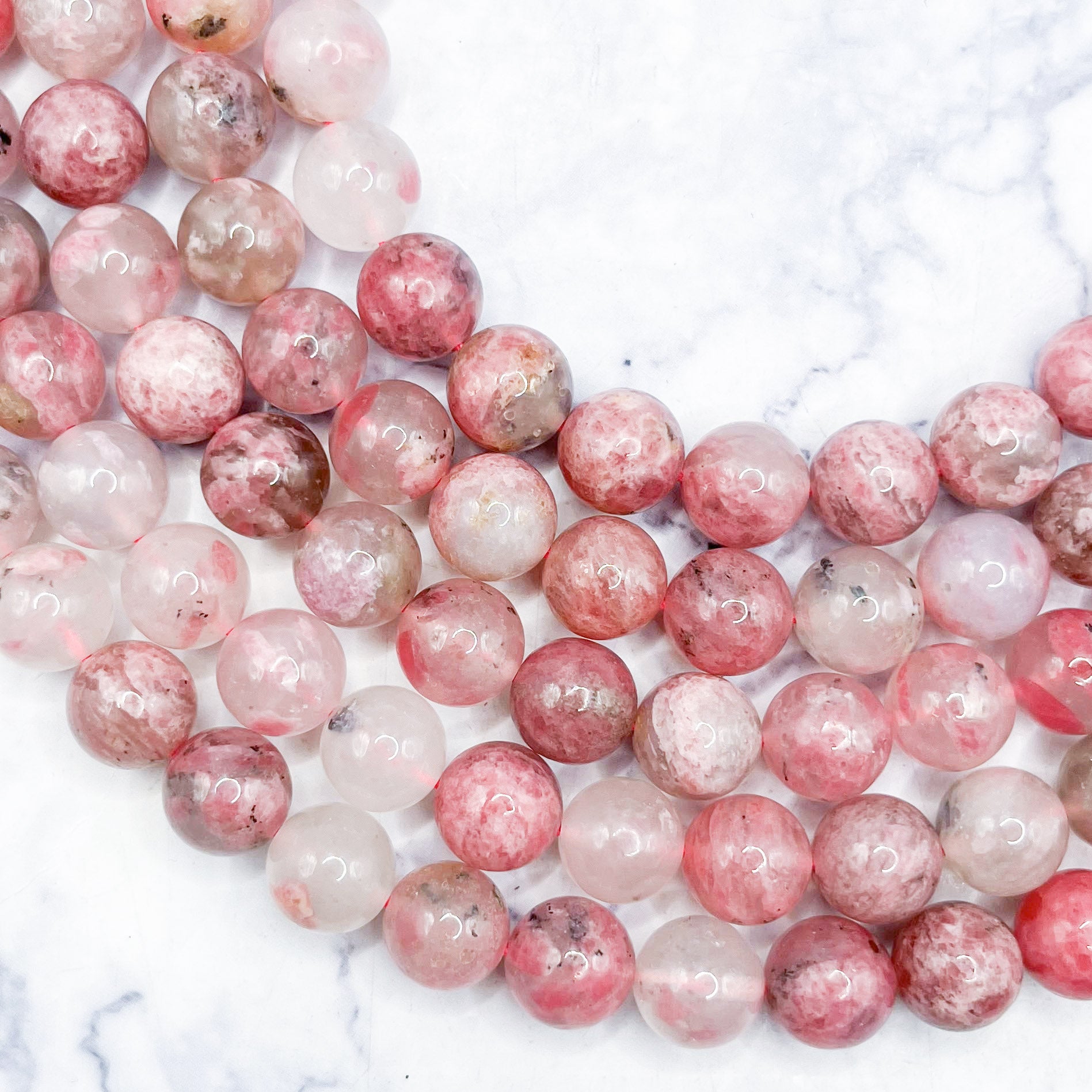 10mm Cherry Rhodonite Bead Half Strand D32