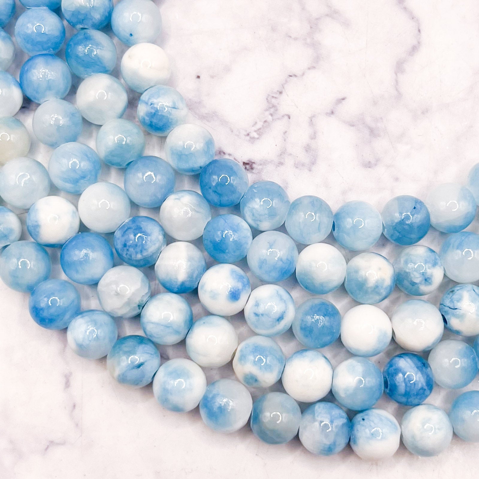 8mm Summer Sky Chalcedony Bead Strand W10