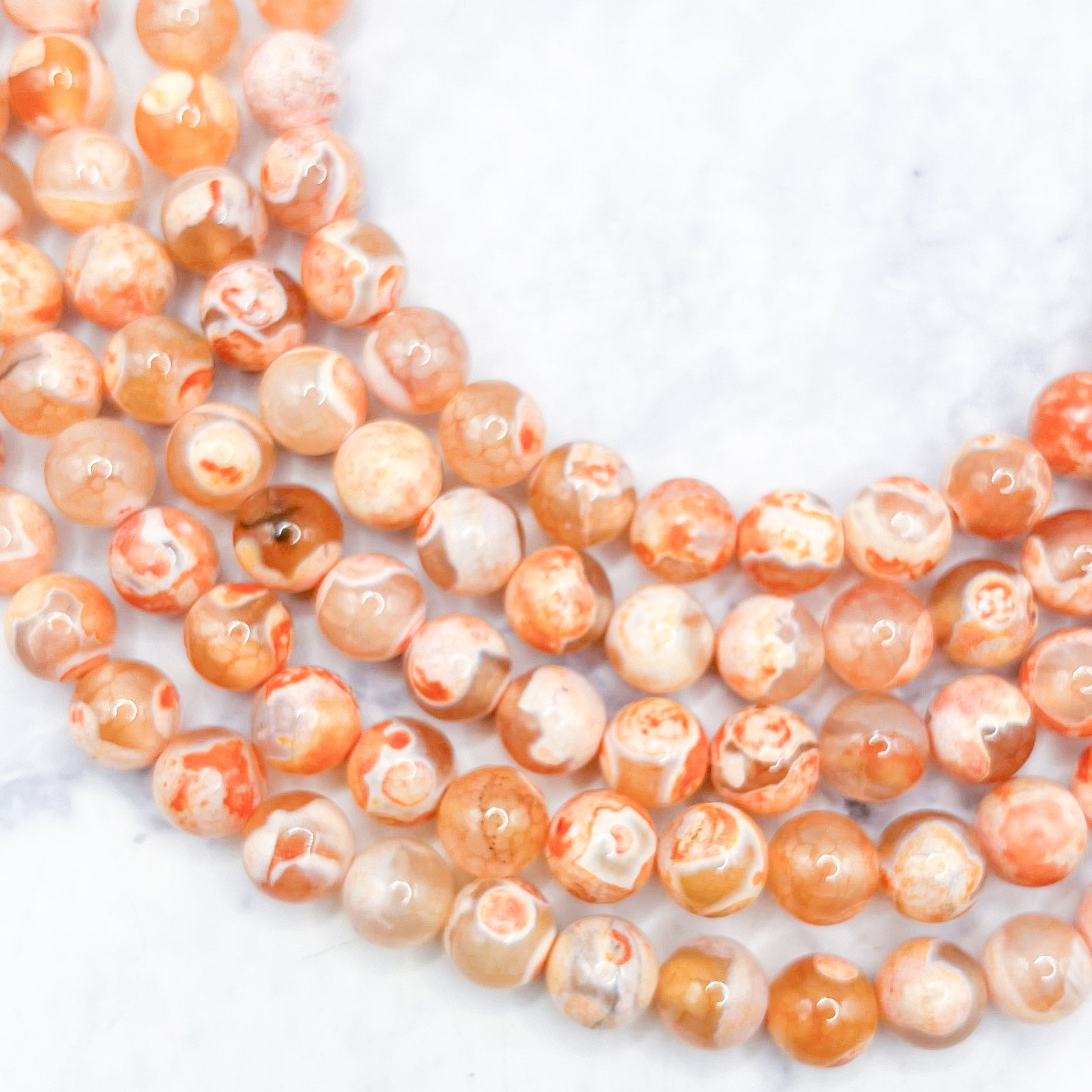 8mm Dyed Tangerine Agate Bead Strand P10