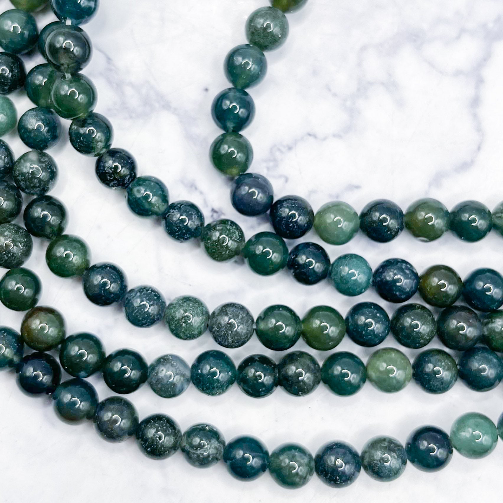 6mm Moss Agate Bead Strand G8