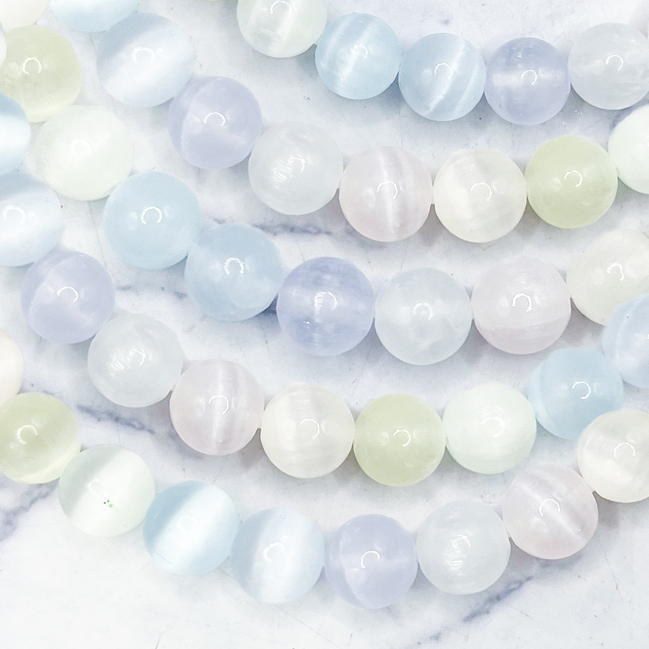 8mm Dyed Candy Selenite Bead Strand W28