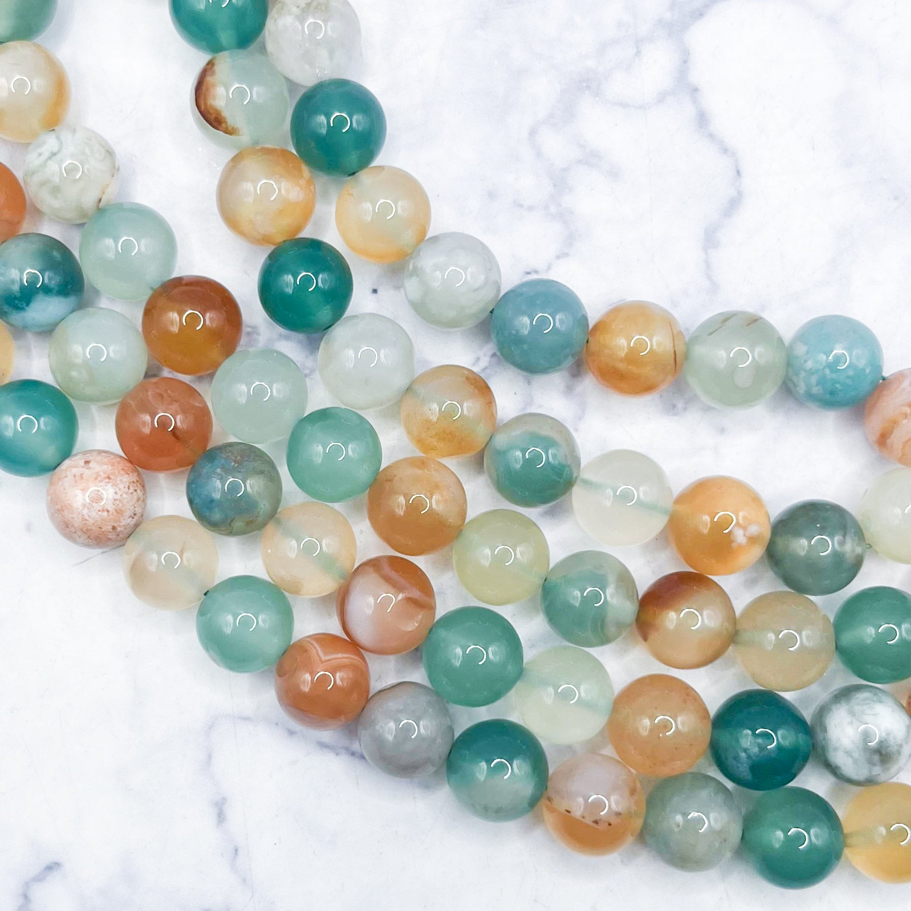 10mm Carnelian Flower Agate Bead Half Strand K22