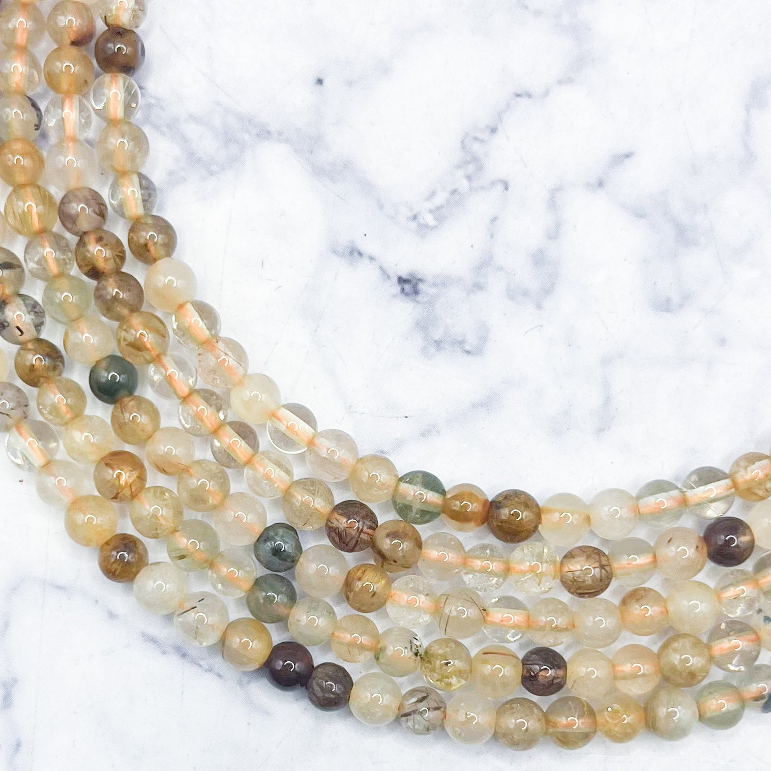 4mm Fall Rutile Quartz Bead Strand F14