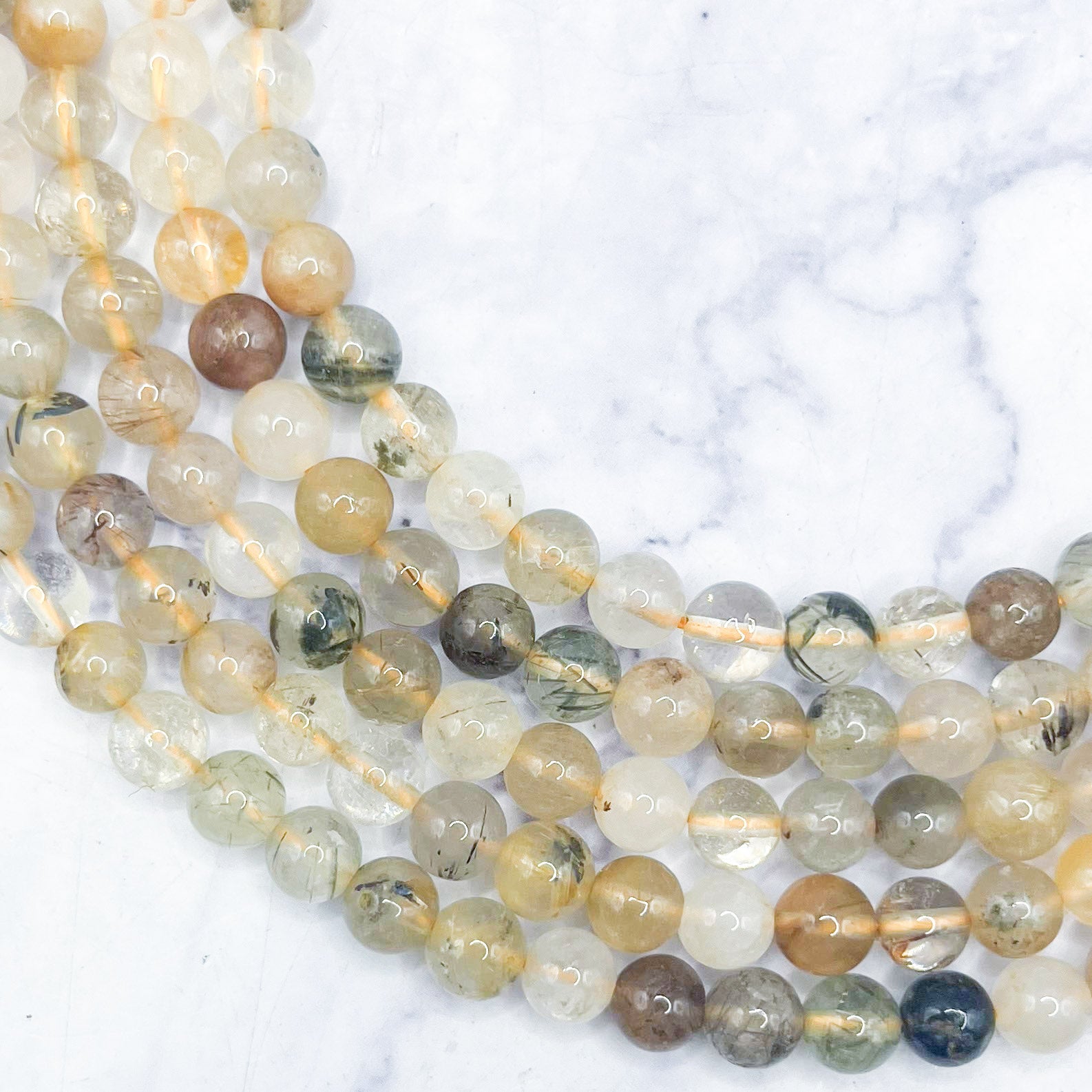 6mm Fall Rutile Quartz Bead Strand K18