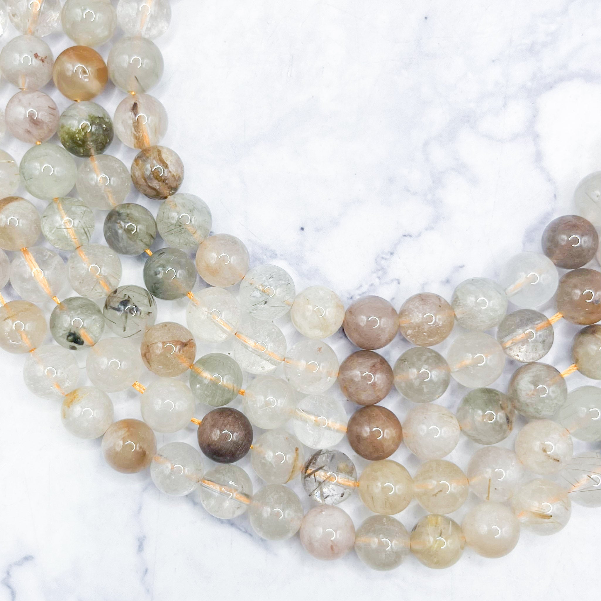 8mm Fall Rutile Quartz Bead Strand L24