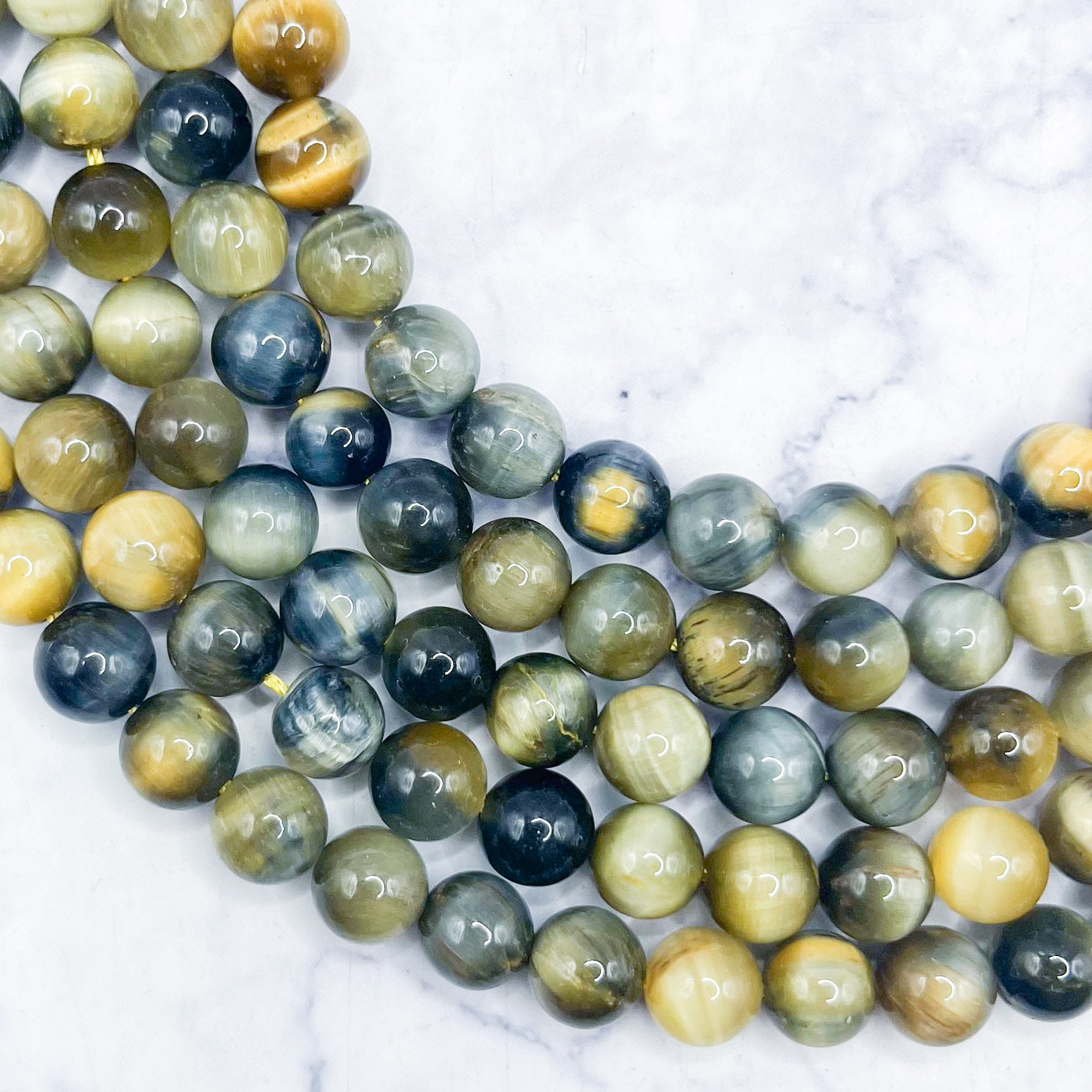 10mm Golden / Blue Tiger's Eye Bead Strand Z28