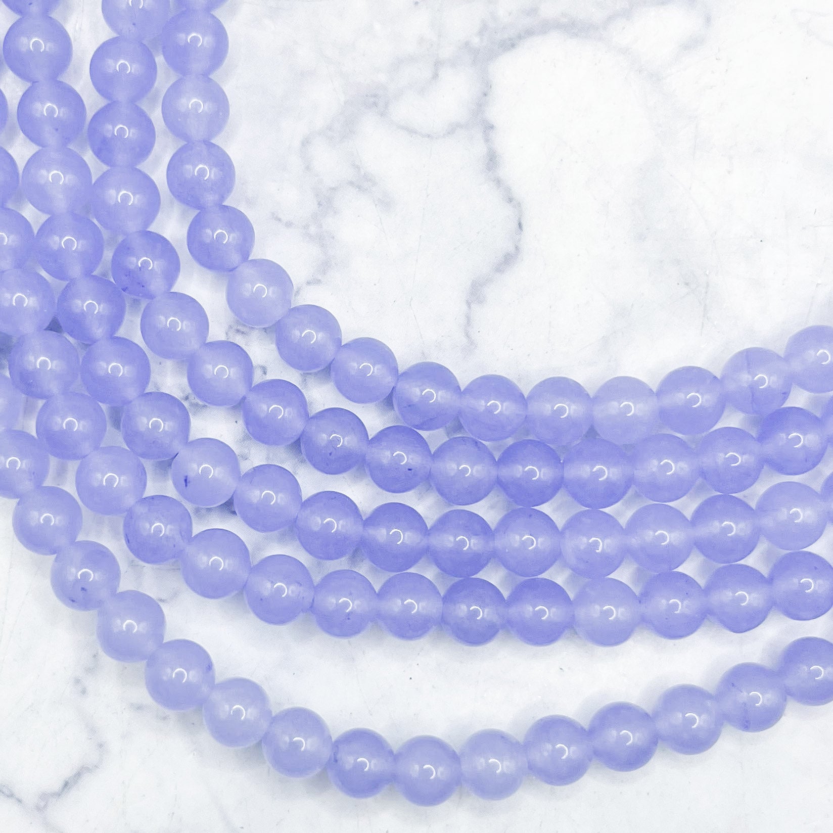 6mm Dyed Purple Chalcedony Bead Strand D9