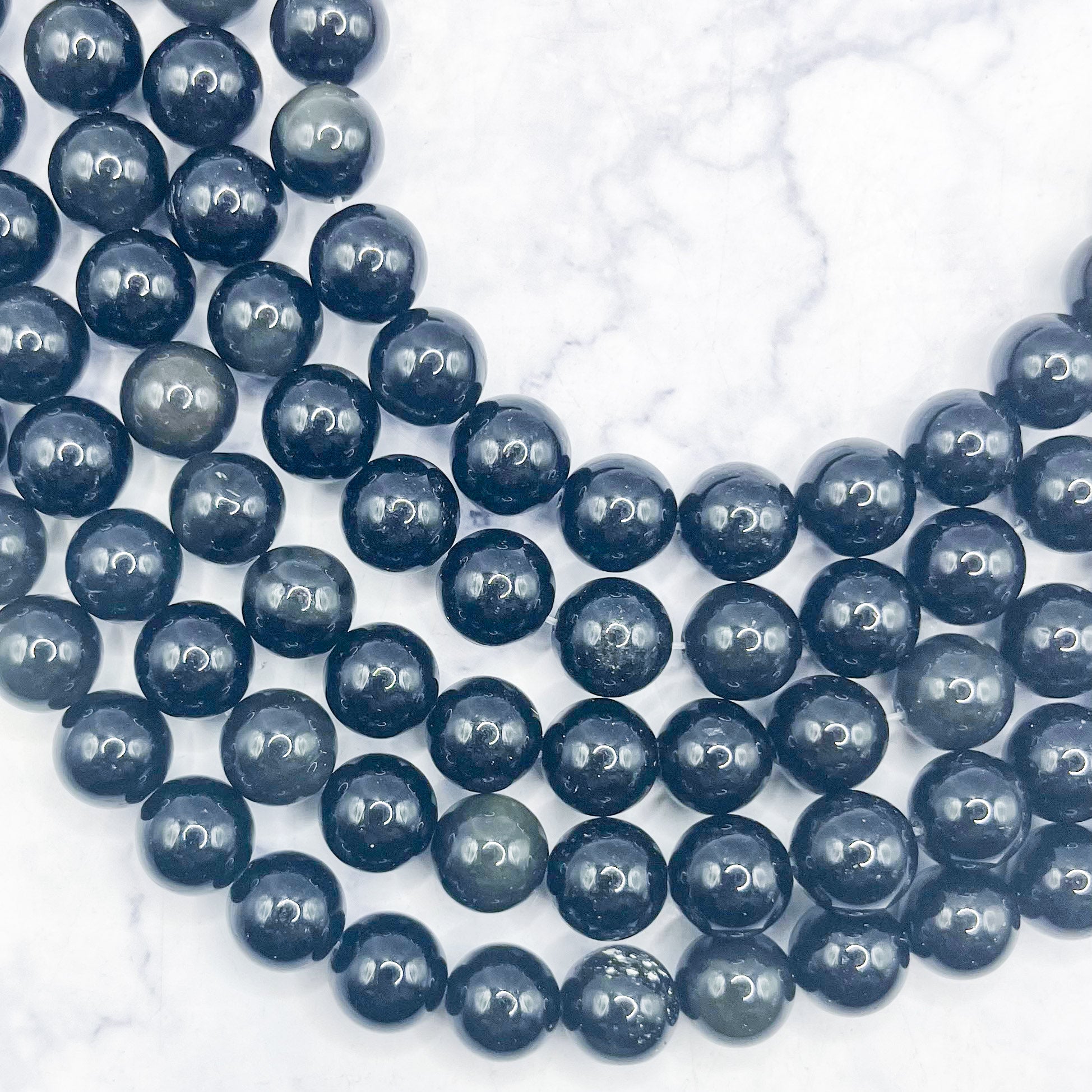 10mm Rainbow Obsidian Bead Strand C14