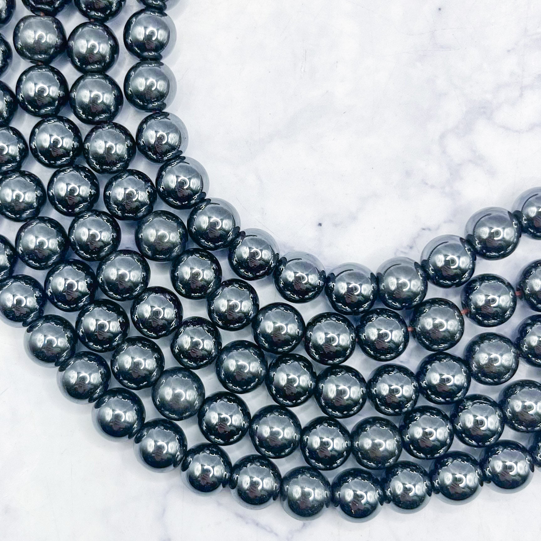 8mm Hematite Bead Strand T7