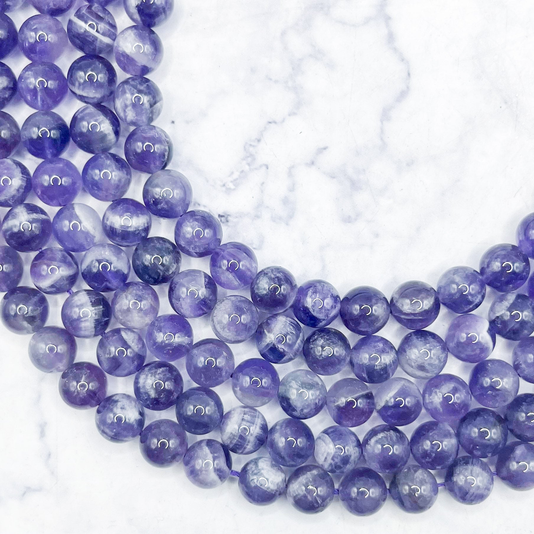 8mm Chevron Amethyst Bead Strand N20