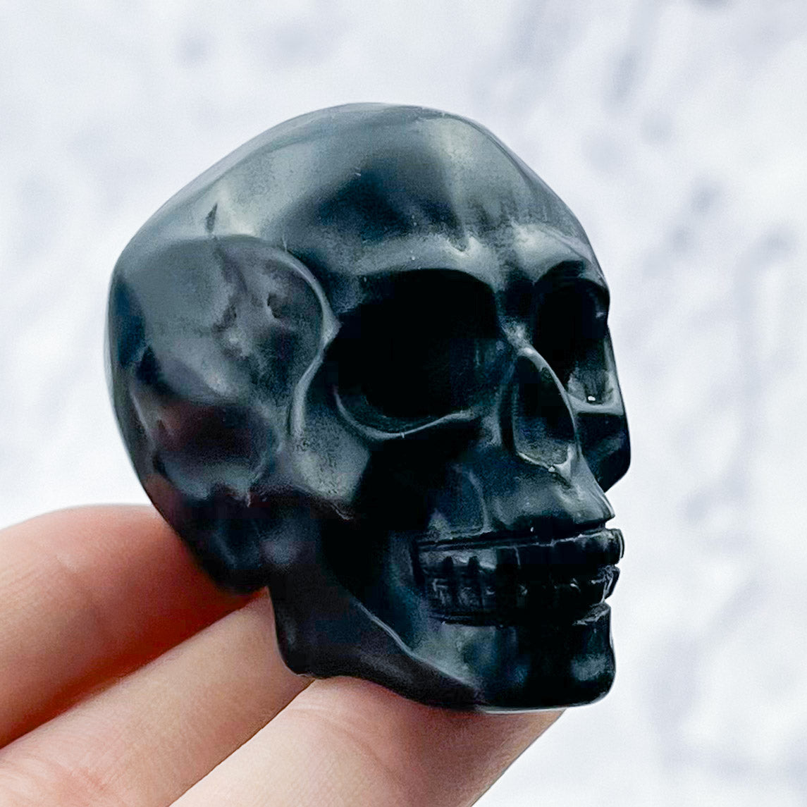 2 Inch Obsidian Skull Carving H20