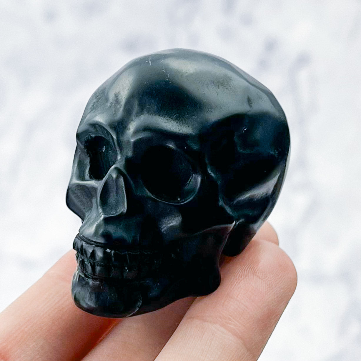 2 Inch Obsidian Skull Carving H20