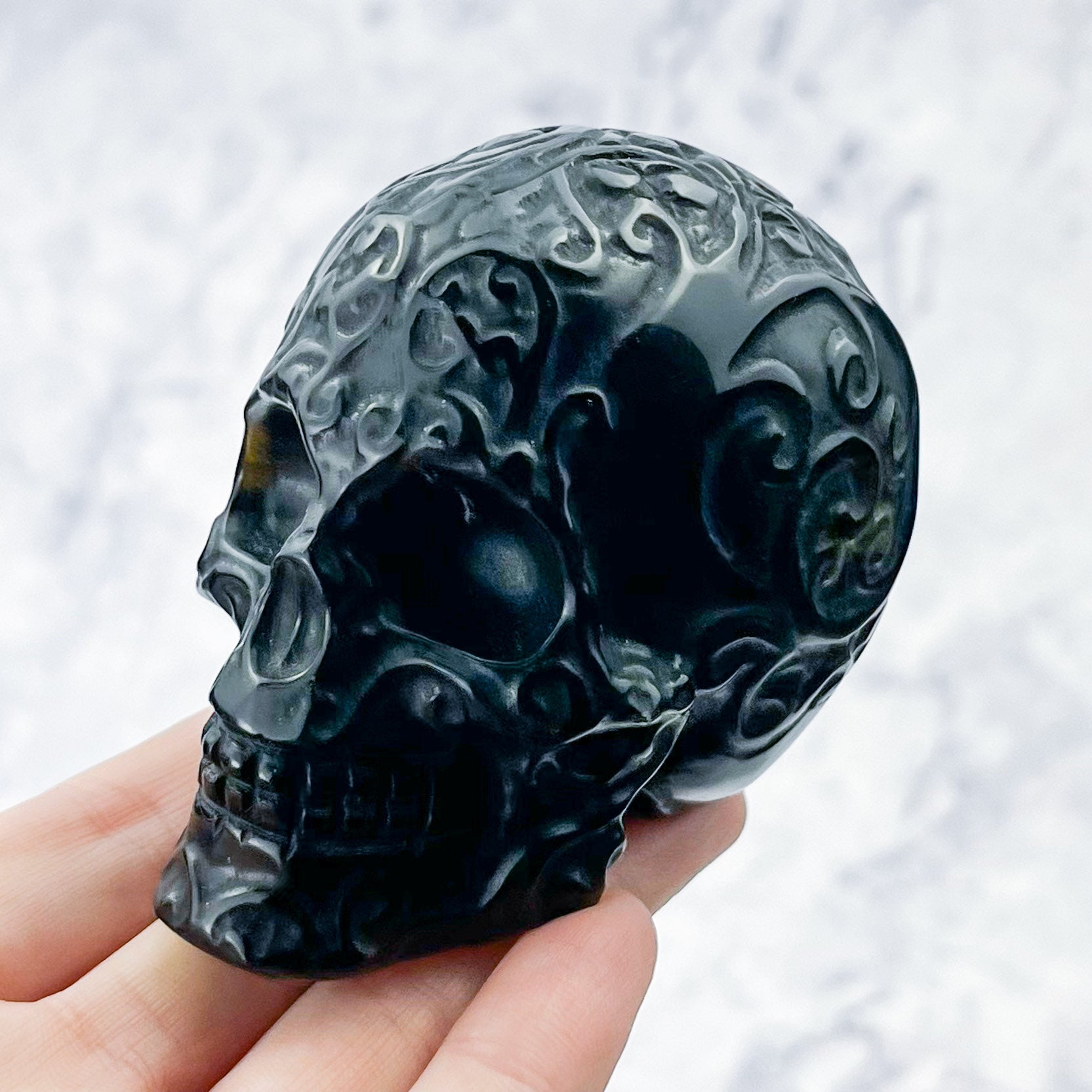 3 Inch Obsidian Skull Carving R135