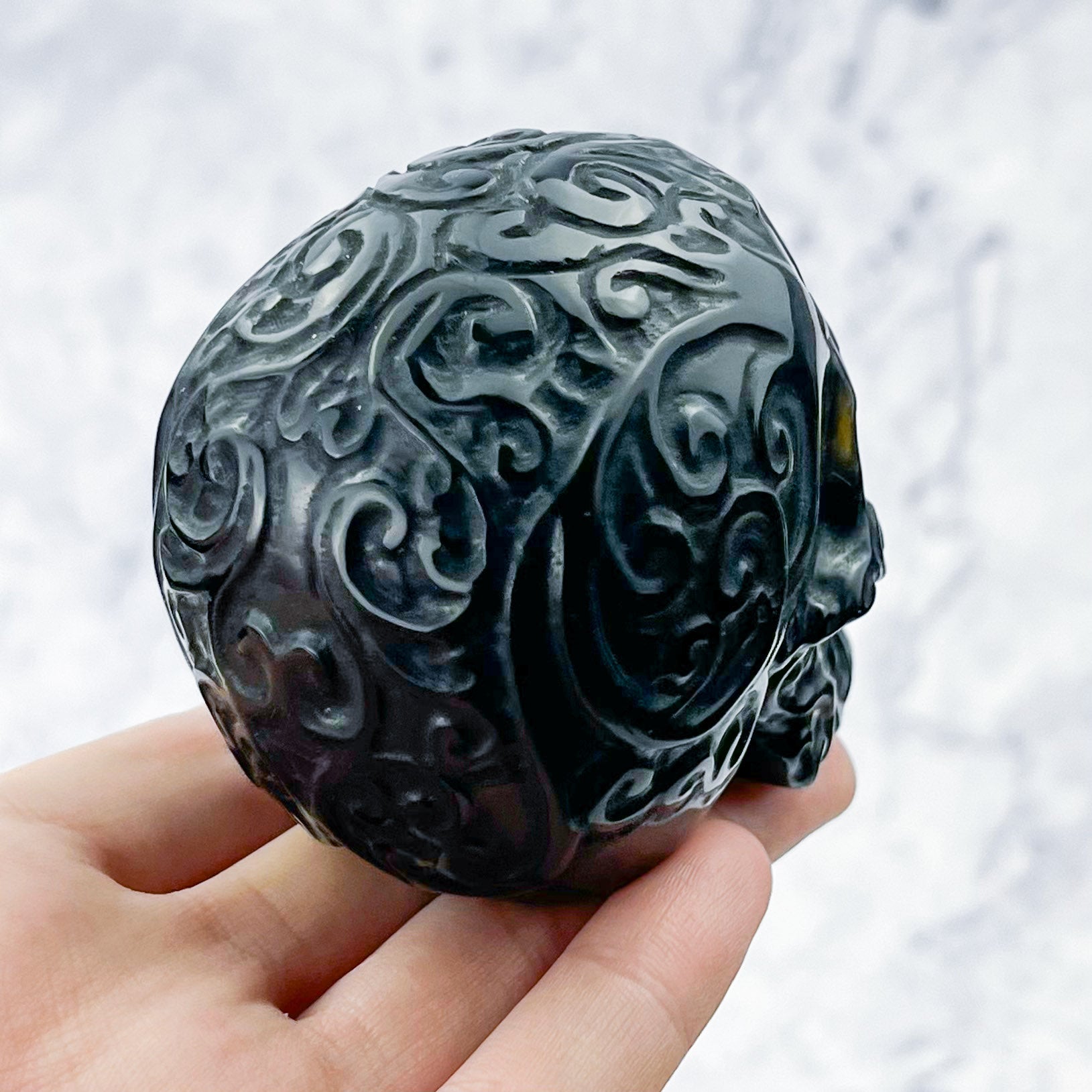 3 Inch Obsidian Skull Carving R135