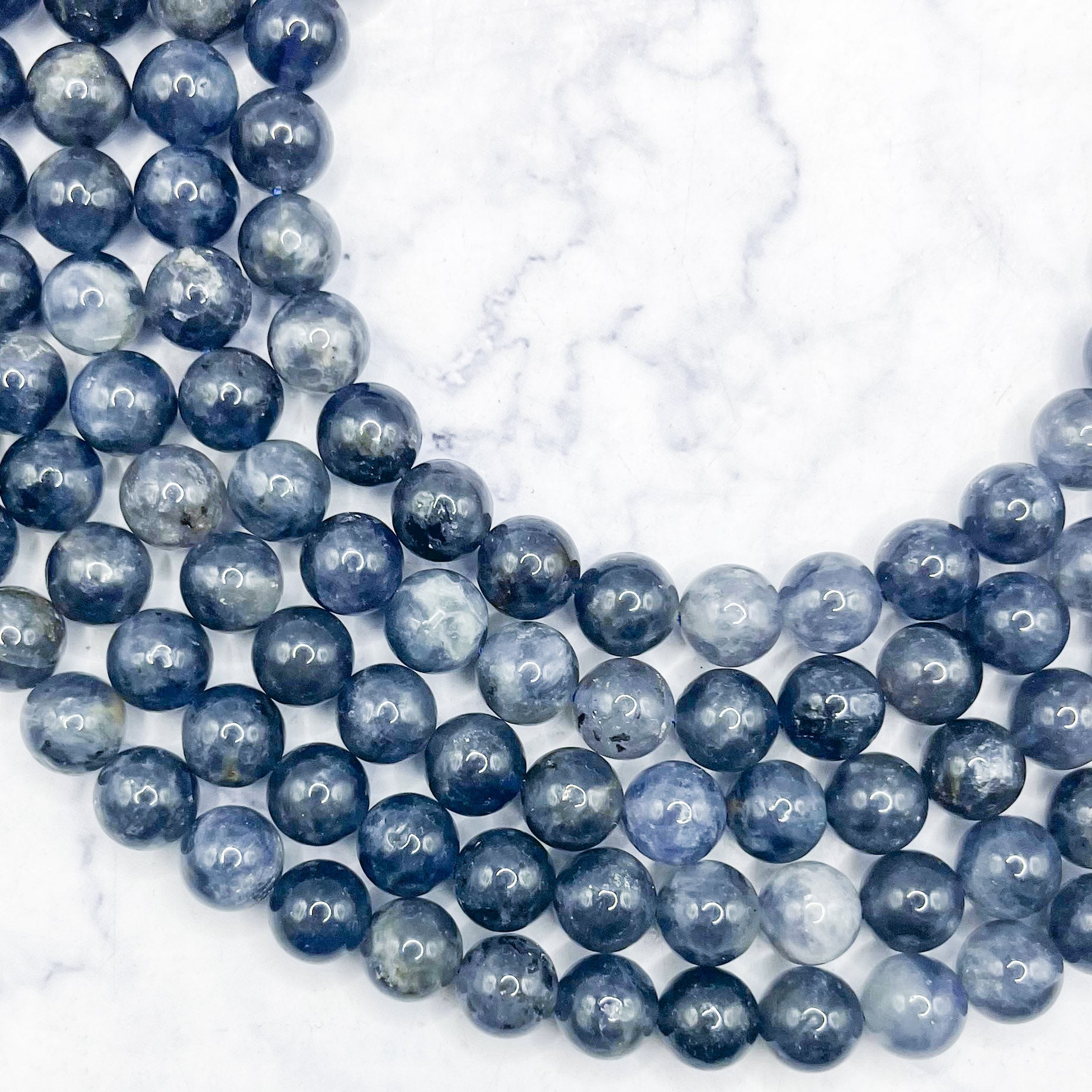 8mm Iolite Bead Half Strand P18