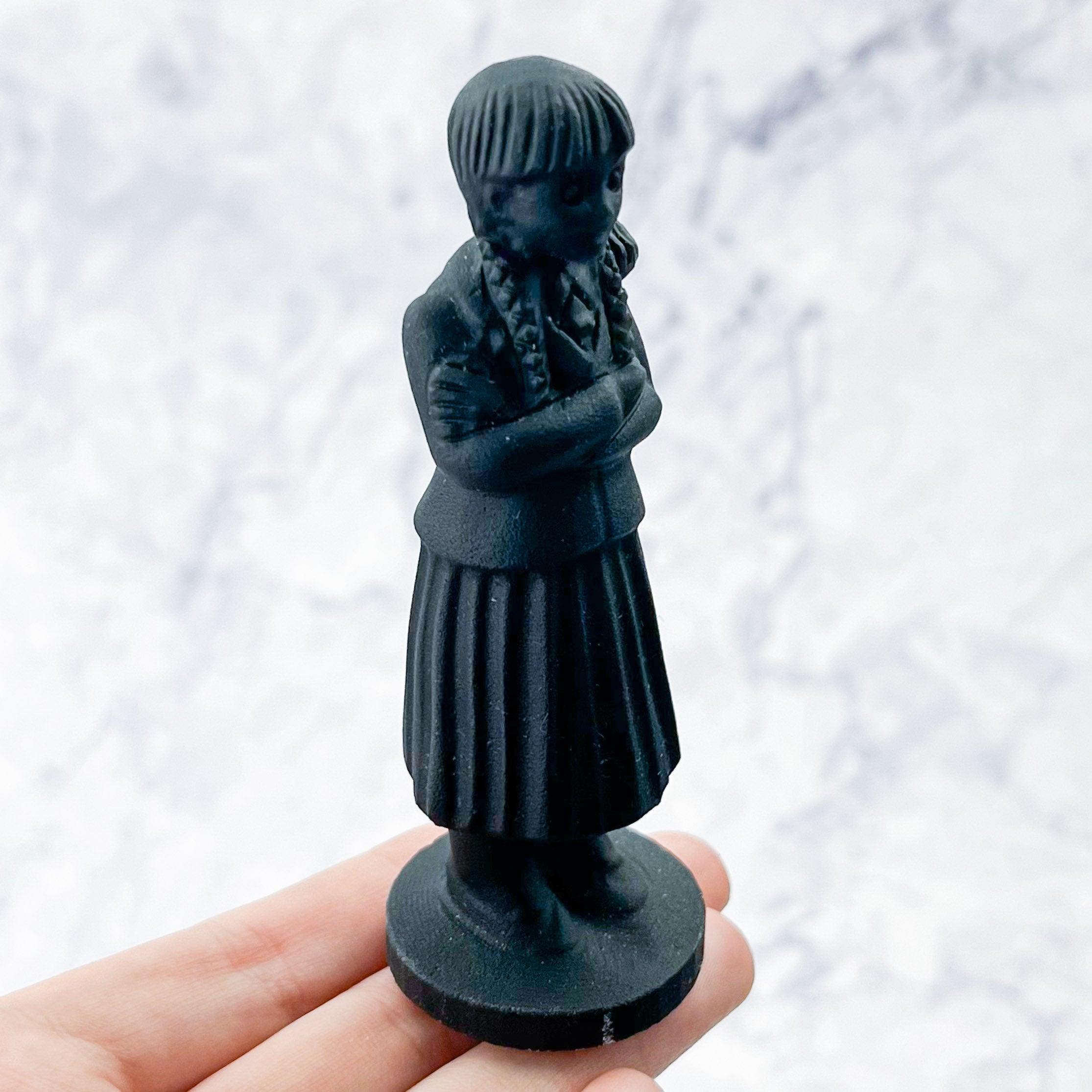 4 Inch Obsidian Wednesday Addams Carving B65