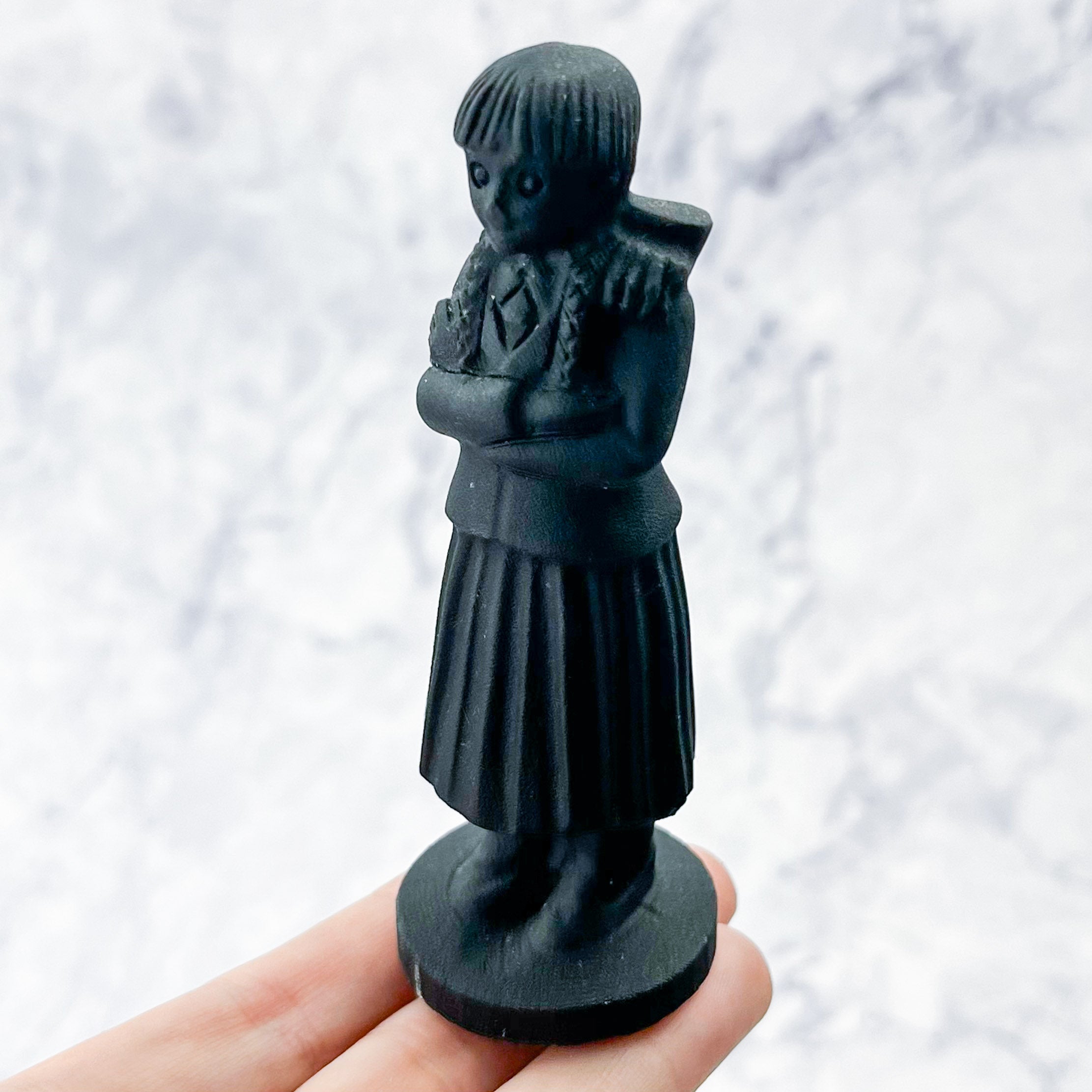 4 Inch Obsidian Wednesday Addams Carving B65