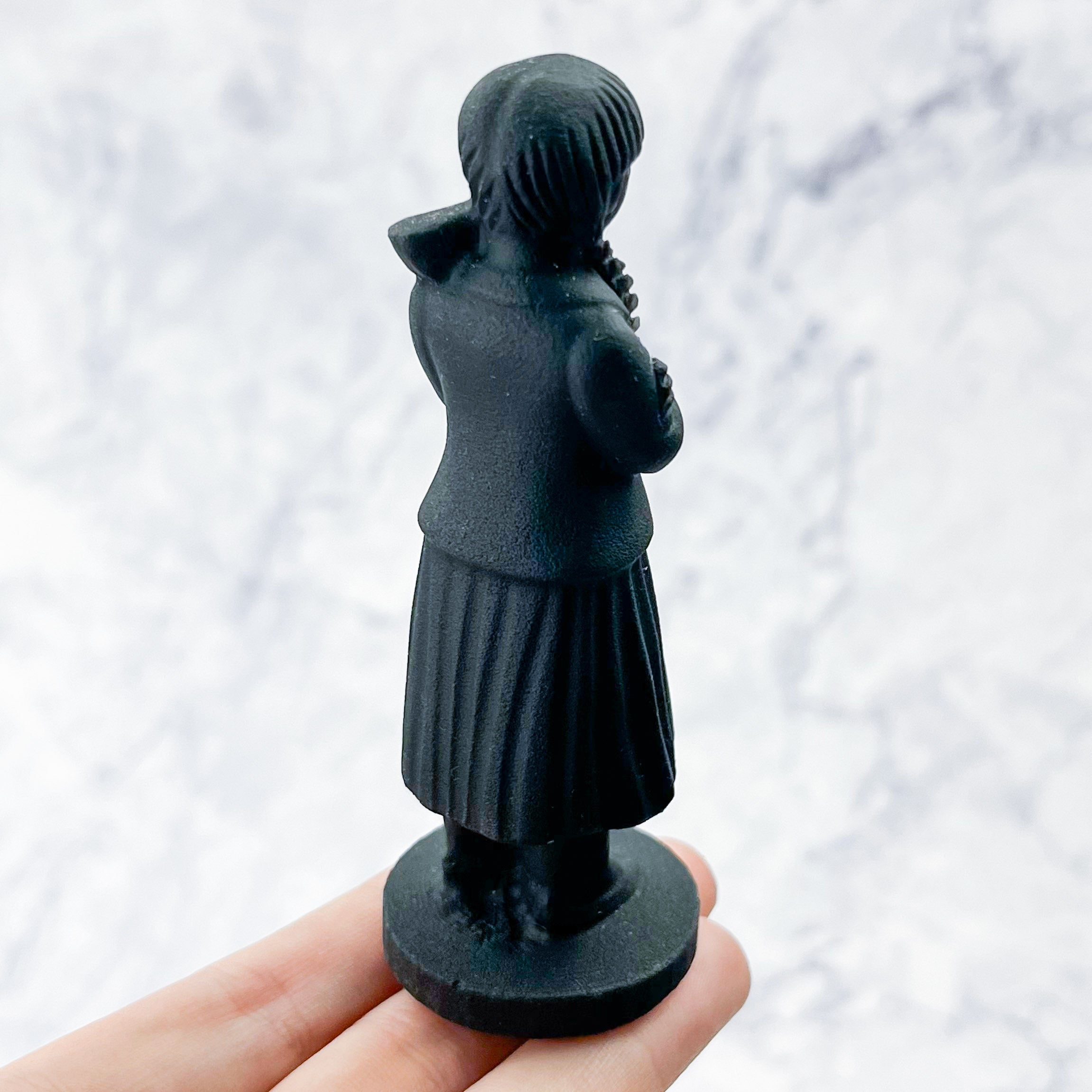 4 Inch Obsidian Wednesday Addams Carving B65