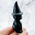 2.25 Inch Obsidian Witch Cat Carving X32