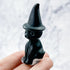 2.25 Inch Obsidian Witch Cat Carving X32