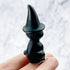 2.25 Inch Obsidian Witch Cat Carving X32