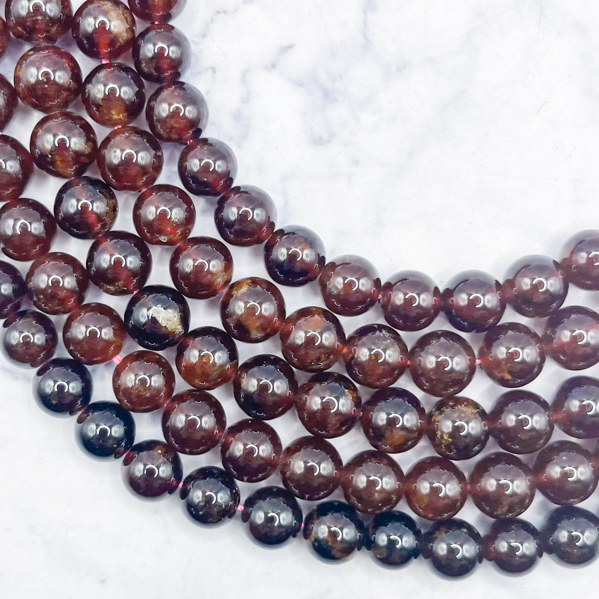 8mm Orange Garnet Bead Half Strand F18