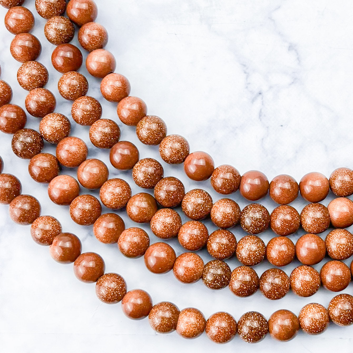 8mm Copper Goldstone Bead Strand