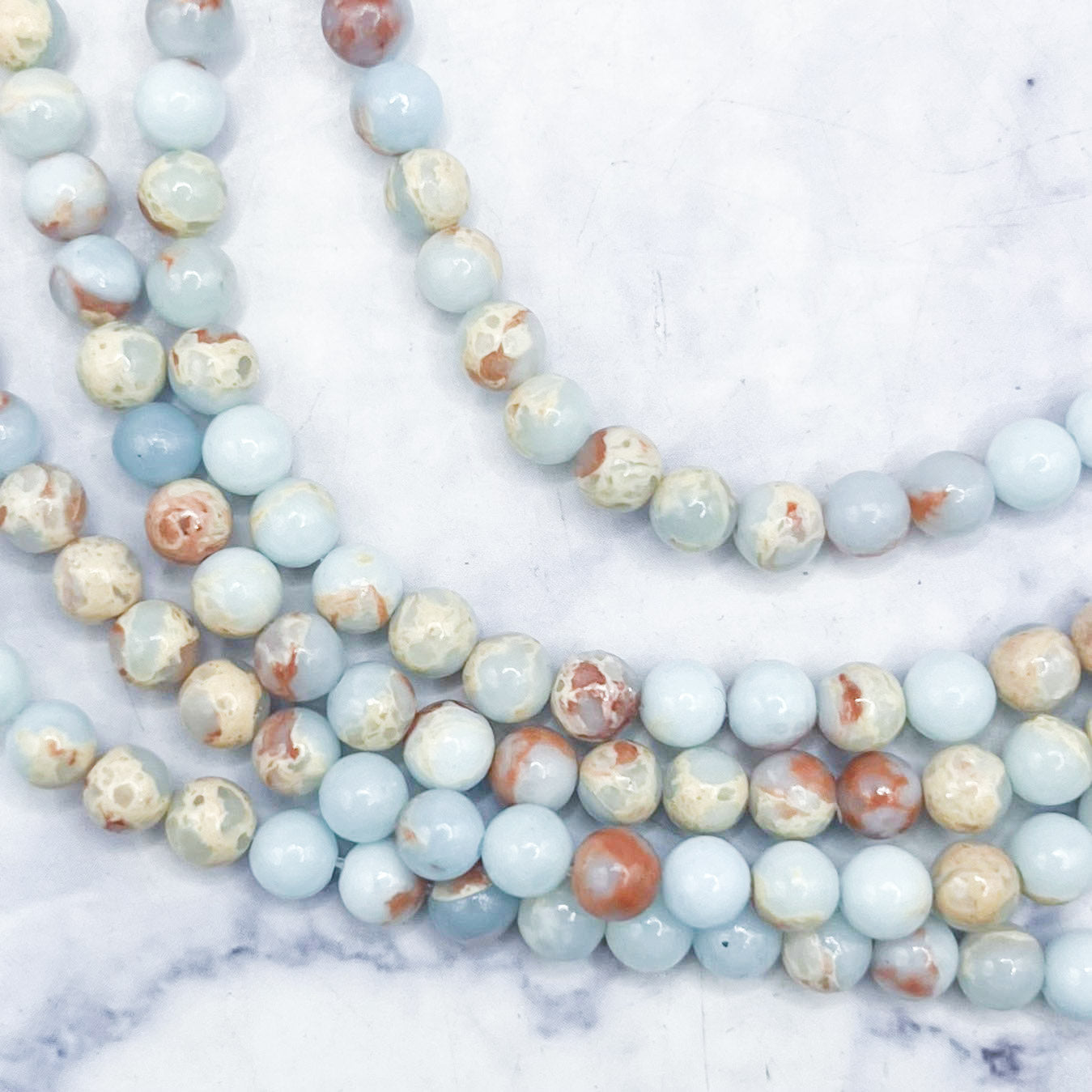 4mm Impression Jasper/Aqua Terra Bead Strand Y8