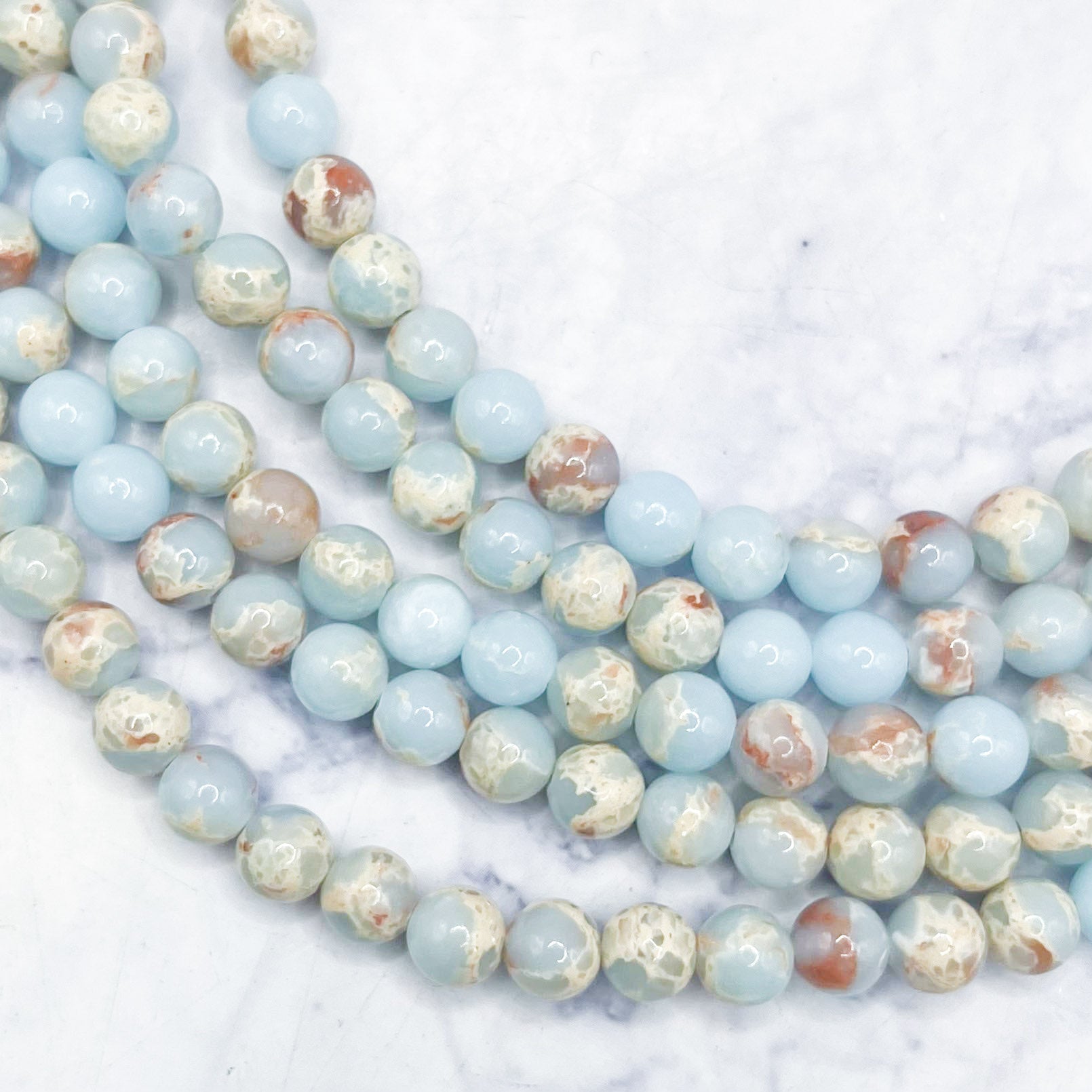 6mm Impression Jasper/Aqua Terra Bead Strand R10