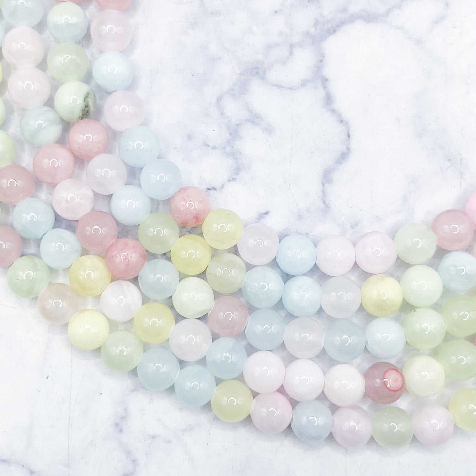 6mm Heart Candy Chalcedony Bead Strand R9