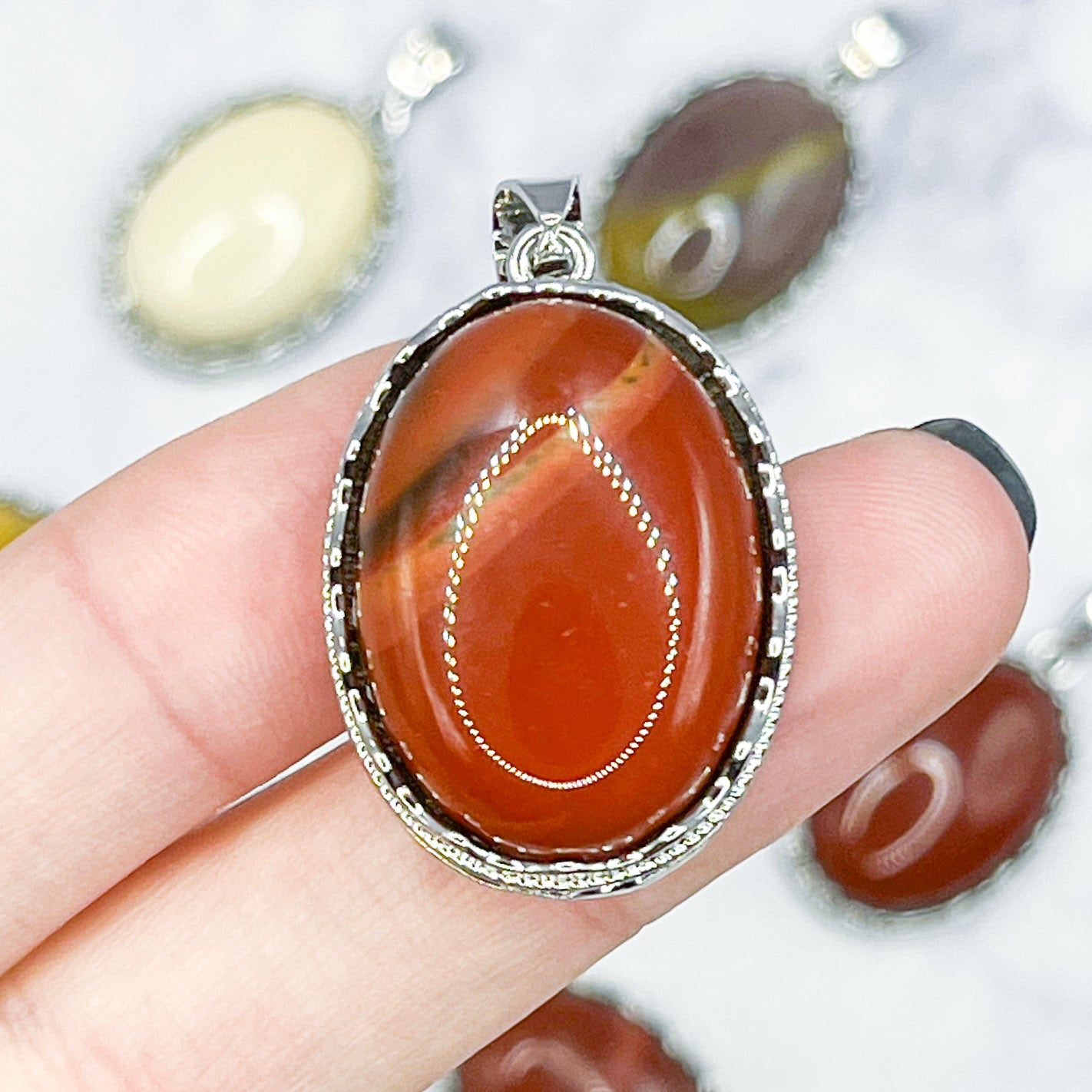 30mm Red Mookaite Oval Pendant R-N6