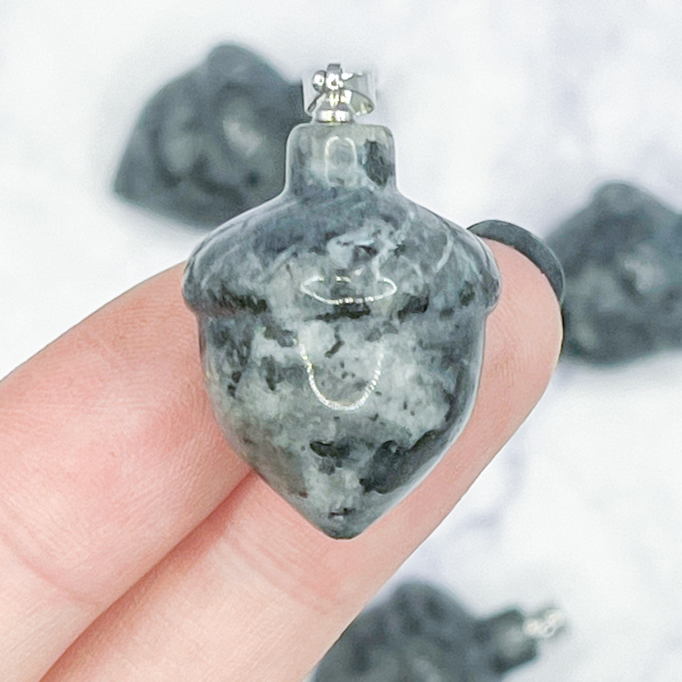 29mm Larvikite Acorn Pendant L8