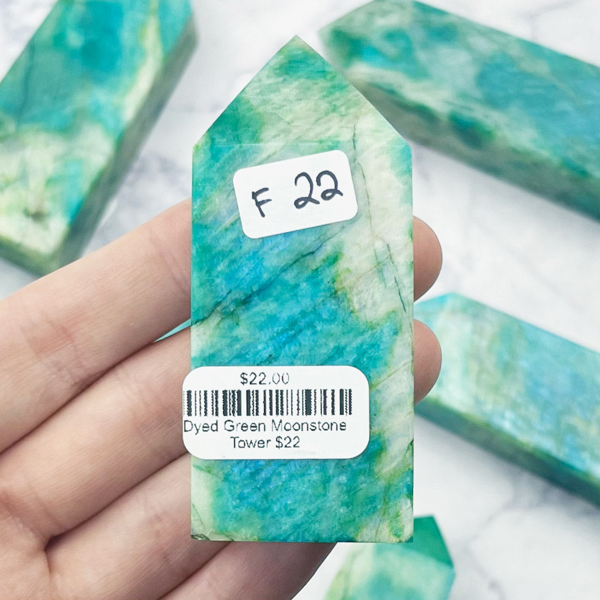 Dyed Green Moonstone Tower $20