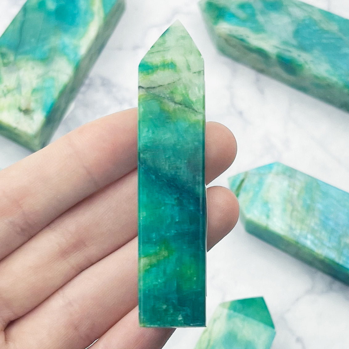 Dyed Green Moonstone Tower $16