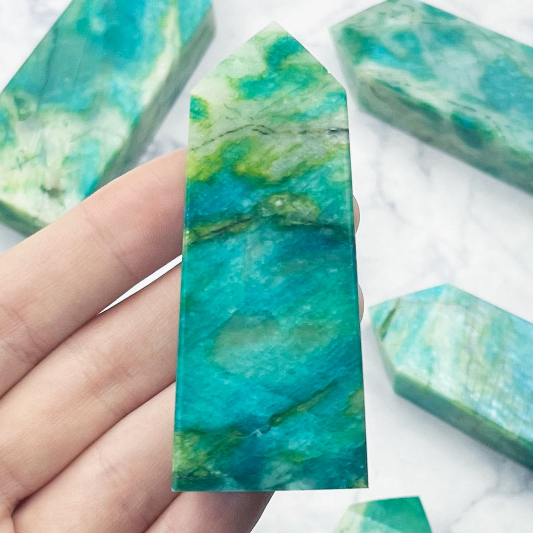 Dyed Green Moonstone Tower $16