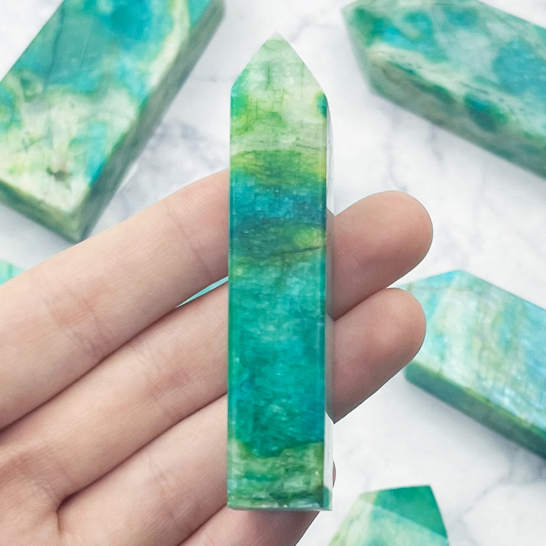 Dyed Green Moonstone Tower $16