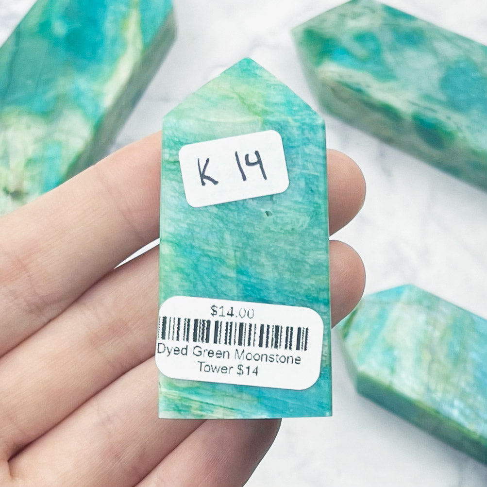 Dyed Green Moonstone Tower $14