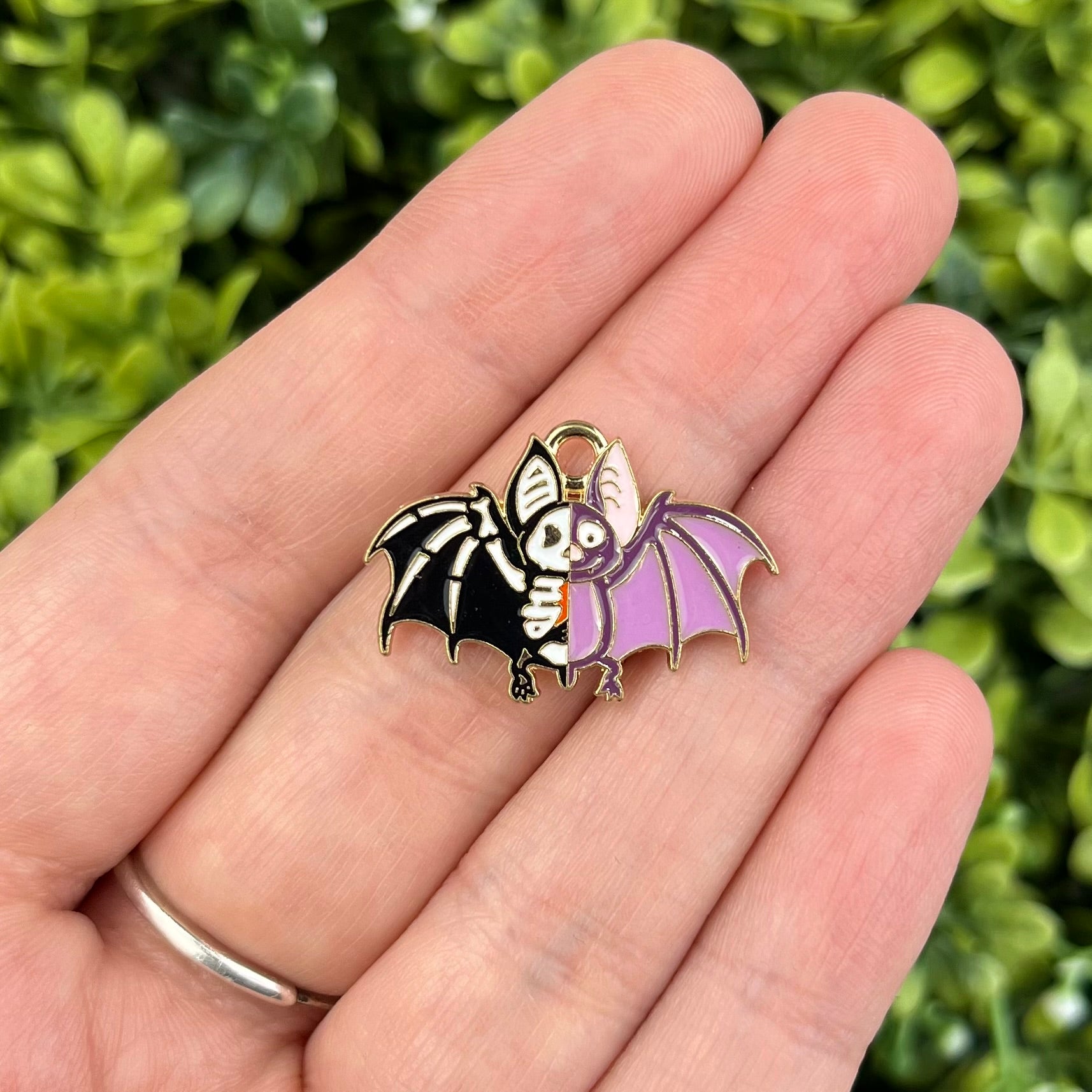 20mm Purple X-Ray Spooky Bat Charm P2